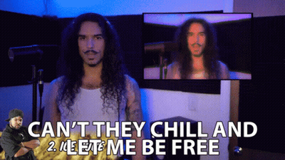 Man With Long Curly Hair At Microphone Saying Can't They Chill GIF