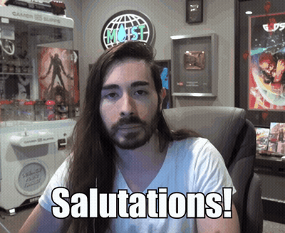 Man With Long Hair And Beard At Salutations Sign GIF