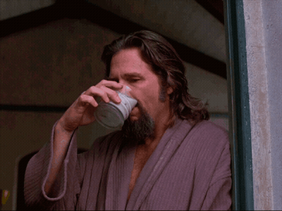 Man With Long Hair And Beard Drinking Milk GIF