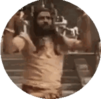 Man With Long Hair And Beard Flexing Arms Sticker