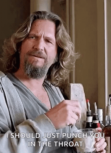 Man With Long Hair And Beard Holding Coffee I Should Just Punch You In The Throat GIF