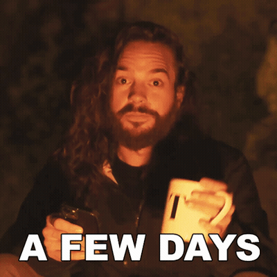 Man With Long Hair And Beard Holding Coffee Mug Saying A Few Days GIF
