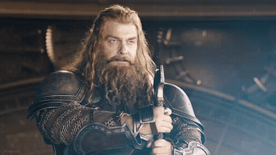 Man With Long Hair And Beard Holding Sword GIF