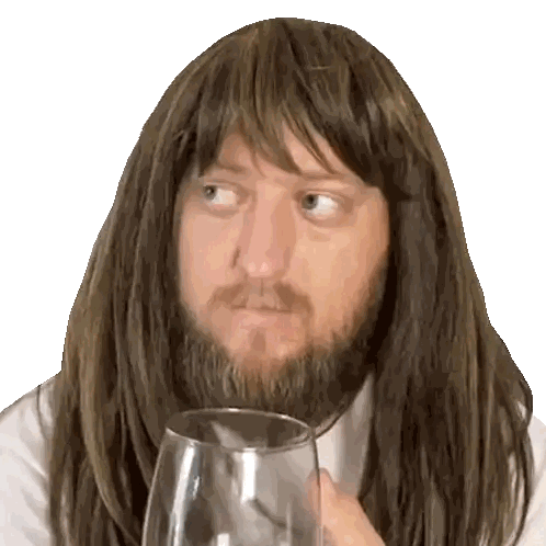 Man With Long Hair And Beard Holding Wine Glass Sticker