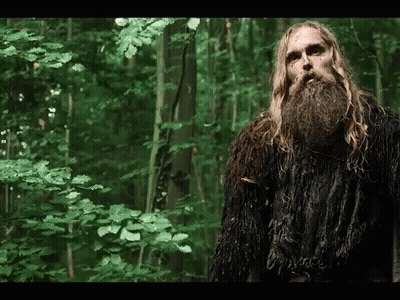 Man With Long Hair And Beard In Forest GIF