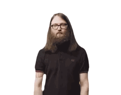 Man With Long Hair And Beard In Glasses Sticker