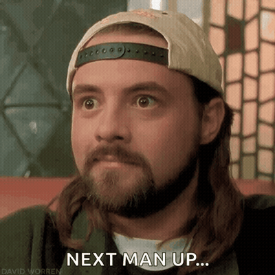 Man With Long Hair And Beard In Hat Saying Next Man Up GIF