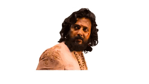Man With Long Hair And Beard In Pink Embroidered Shirt Sticker