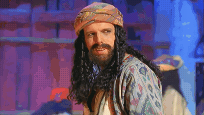 Man With Long Hair And Beard In Turban Smiling GIF