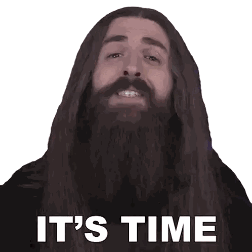 Man With Long Hair And Beard It's Time Sticker