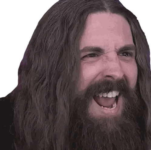 Man With Long Hair And Beard Laughing Sticker
