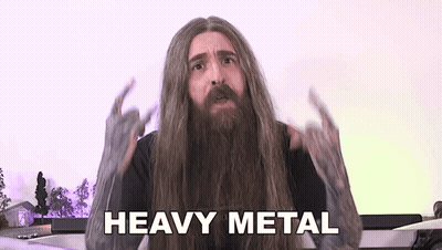Man With Long Hair And Beard Making Heavy Metal Gesture GIF