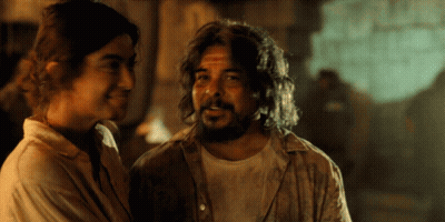 Man With Long Hair And Beard Next To Another Man GIF