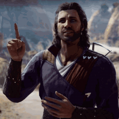 Man With Long Hair And Beard Pointing Finger Up GIF