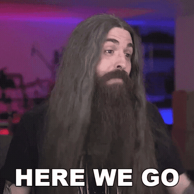 Man With Long Hair And Beard Saying Here We Go GIF