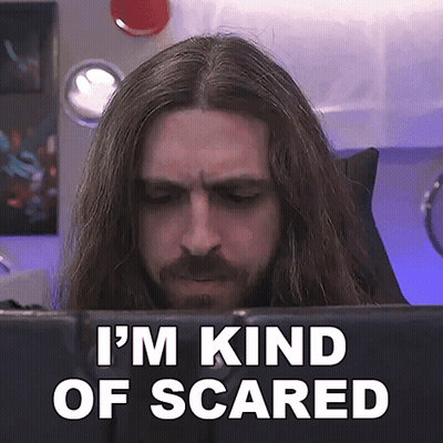 Man With Long Hair And Beard Saying I'm Kind Of Scared GIF