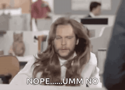 Man With Long Hair And Beard Saying Nope Umm No GIF