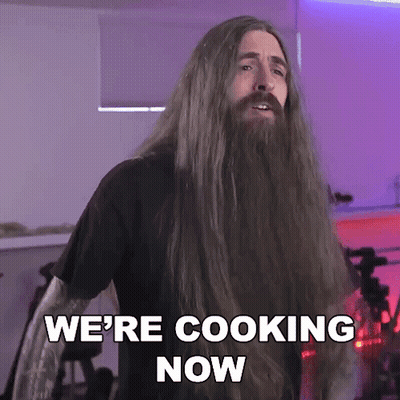 Man With Long Hair And Beard Saying We're Cooking Now GIF