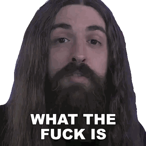 Man With Long Hair And Beard Saying What The F**k Sticker