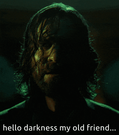 Man With Long Hair And Beard Says Hello Darkness My Old Friend GIF