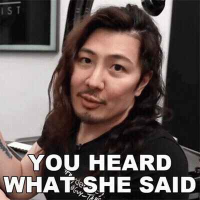 Man With Long Hair And Beard Says You Heard What She Said GIF