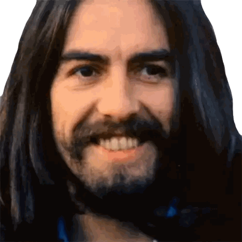 Man With Long Hair And Beard Smiling Sticker