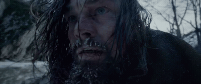 Man With Long Hair And Beard Snow On Face GIF