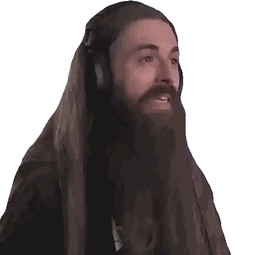 Man With Long Hair And Beard Wearing Headphones Sticker