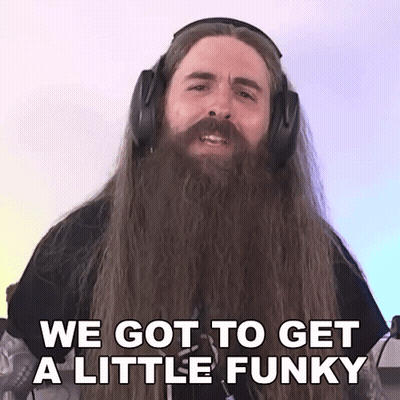 Man With Long Hair And Beard Wearing Headphones Saying We Got To Get A Little Funky GIF