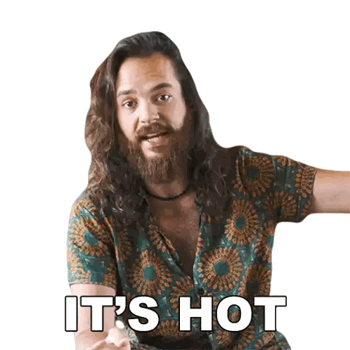 Man With Long Hair And Beard Wearing It's Hot Shirt Sticker