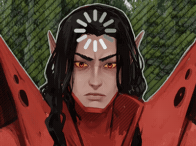 Man With Long Hair And Circle On Forehead GIF