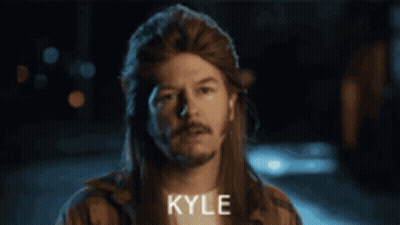 Man With Long Hair And Mullet With Kyle On Chest GIF