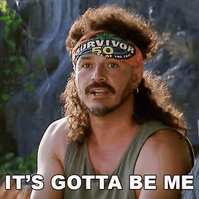 Man With Long Hair And Survivor Headband GIF