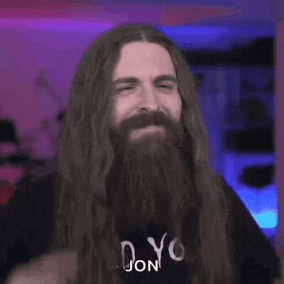 Man With Long Hair Beard And Shirt Saying Jon GIF