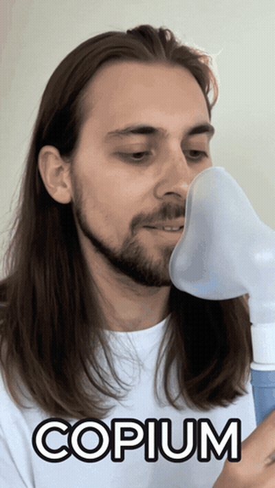 Man With Long Hair Beard Inhaler Copium GIF