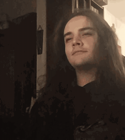 Man With Long Hair Eyes Closed GIF
