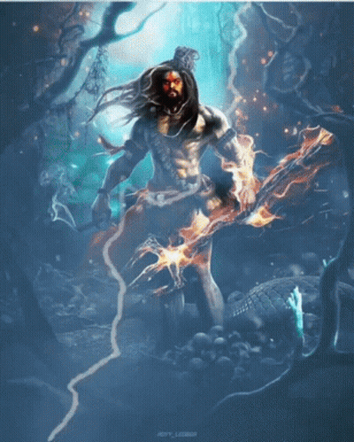 Man With Long Hair Holding Sword GIF