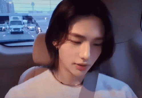 Man With Long Hair In Back Seat Of Car GIF