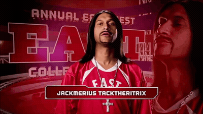 Man With Long Hair In Red Shirt Saying East GIF