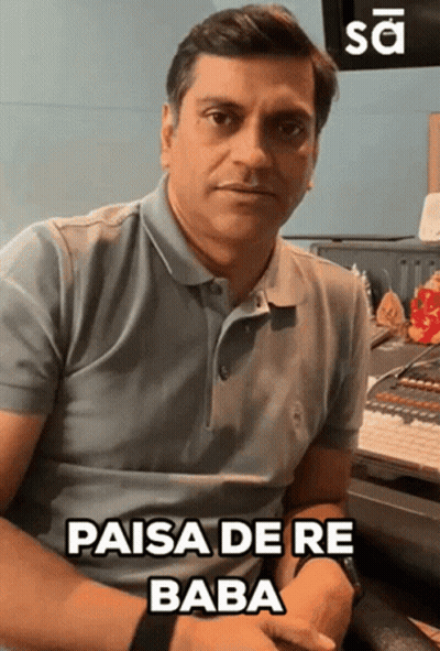 Man With Long Hair Playing Flute In Front Of TV Saying Play GIF