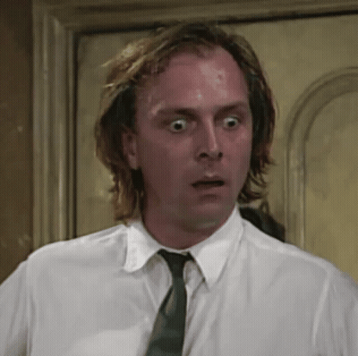 Man With Long Hair Surprised In White Shirt And Tie GIF