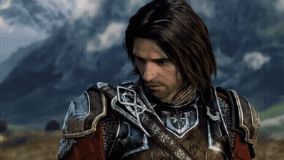 Man With Long Hair Wearing Armor GIF
