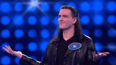 Man With Long Hair Wearing RJ Name Tag GIF