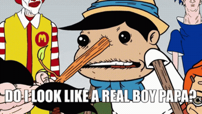 Man With Long Nose Saying Do I Look Like A Real Boy Papa GIF