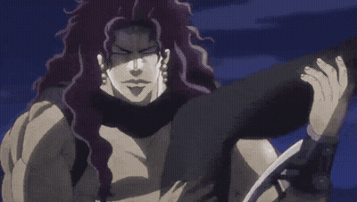 Man With Long Purple Hair Holding Woman GIF
