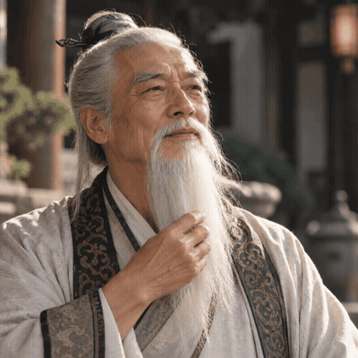 Man With Long White Beard In Kimono GIF