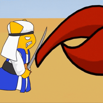Man With Long White Hair And Eye Patch Saying Yallah Habibi GIF