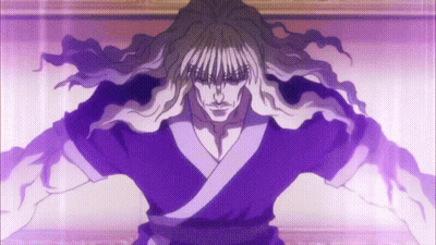 Man With Long White Hair And Purple Shirt GIF
