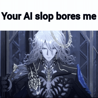 Man With Long White Hair Saying Your AI Stop Bores Me GIF
