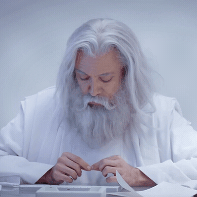 Man With Long White Hair Says Bueno Está Bien GIF